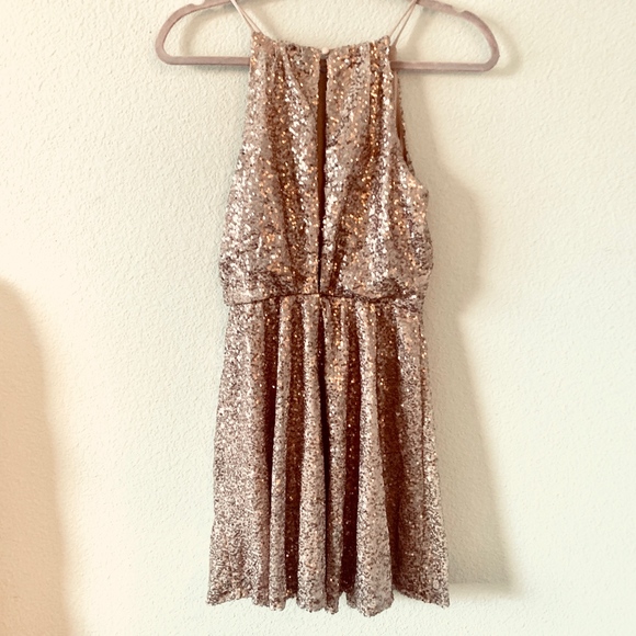 (‼️ SOLD‼️) All-Over Gold Sequin Mini Dress - Picture 3 of 5